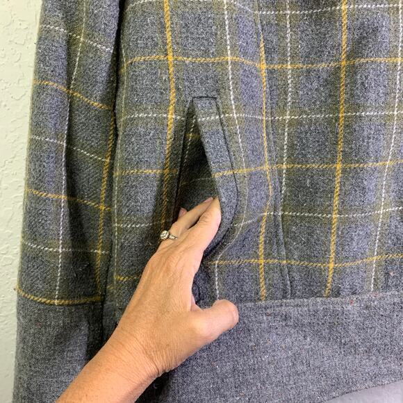 BANANA REPUBLIC Coat Jacket Moto Plaid Faux Fur‎ Collar Tweed Zip Cuffs - Picture 10 of 15